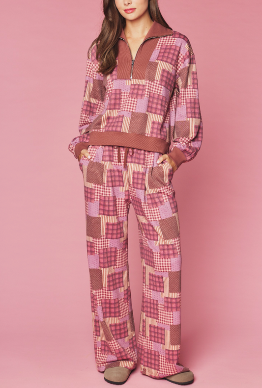 Cabin Mornings Patchwork Inspired Pant Set