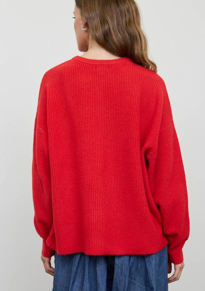 Holiday State of Mind Cardigan Sweater in Red