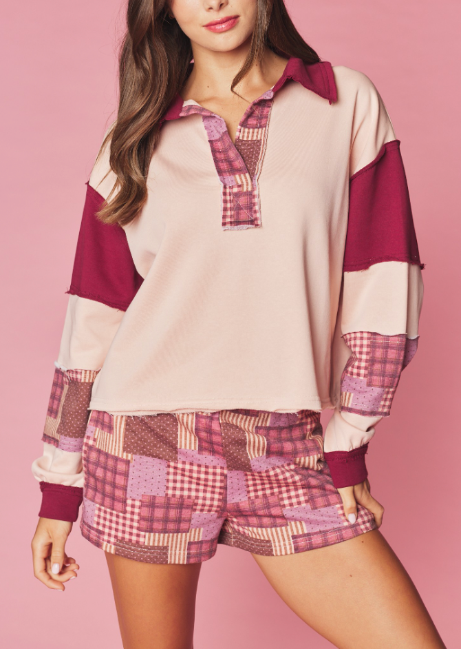 Cabin Morning Patchwork Inspired Shorts Set