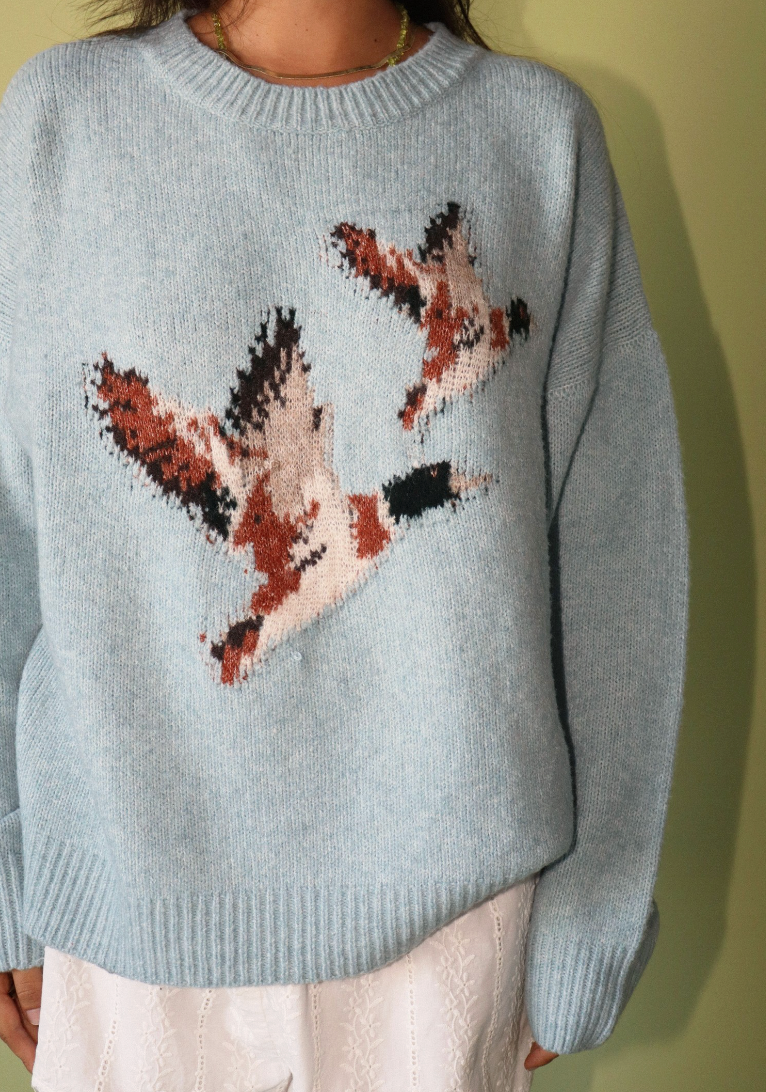 Mallard Mode Sweater in Powder Blue