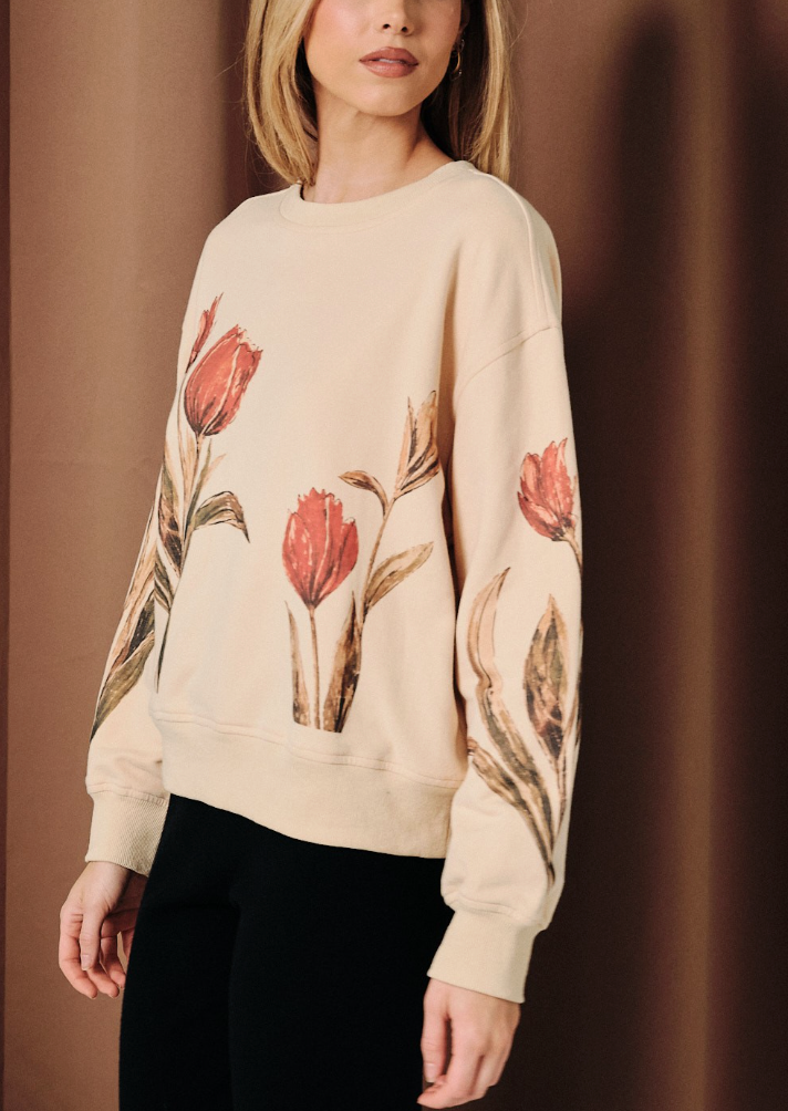 Painted Tulips Pullover Sweatshirt