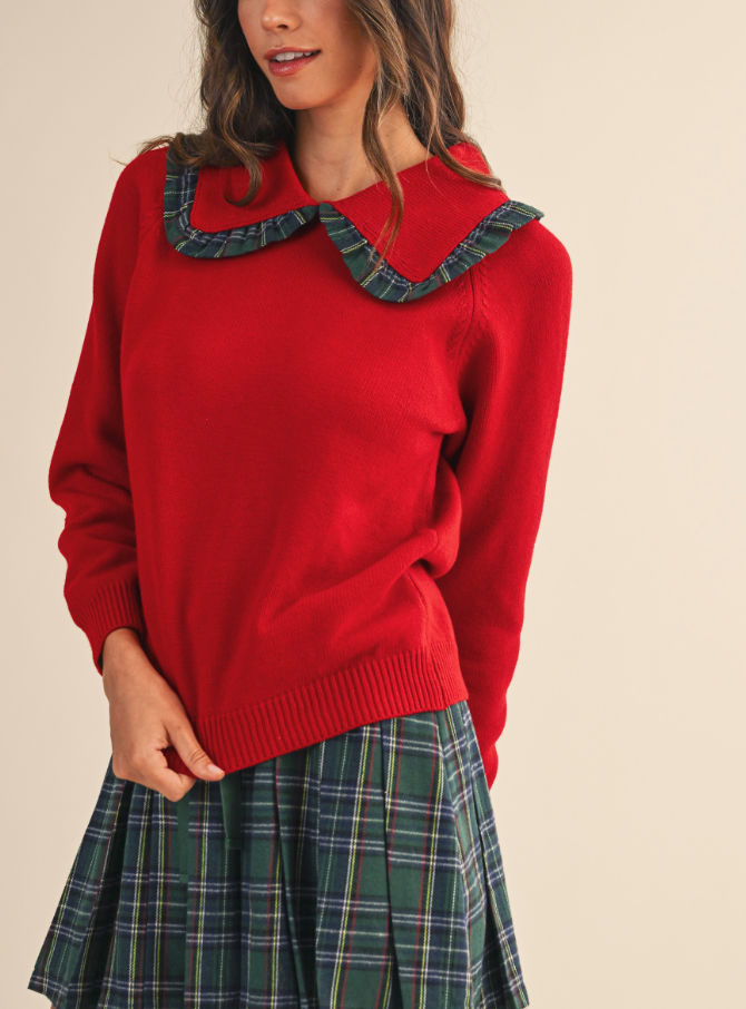 Holiday Season Plaid Detail Sweater