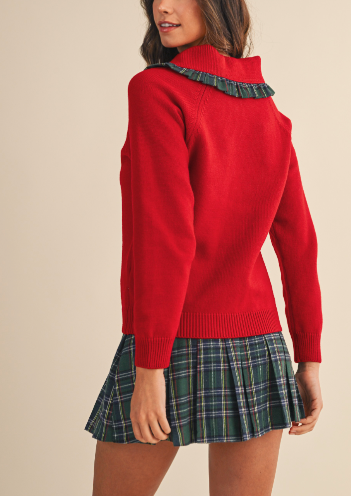 Holiday Season Plaid Detail Sweater