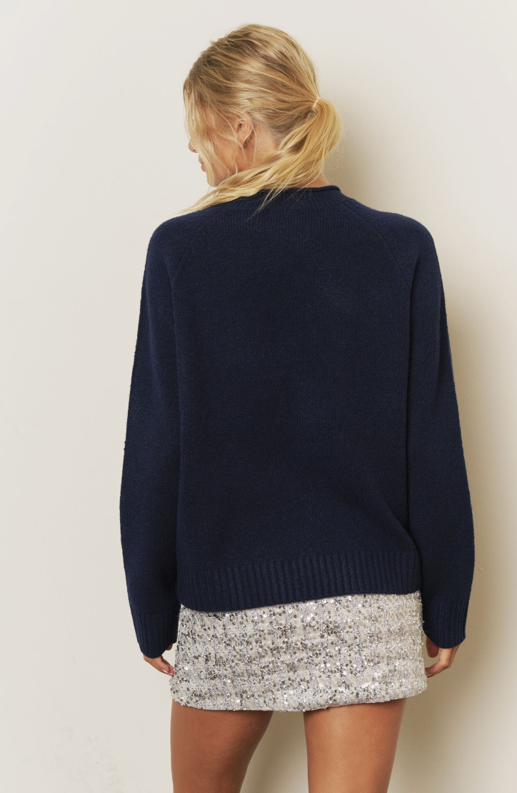 Christmas Tree Pullover Sweater in Navy