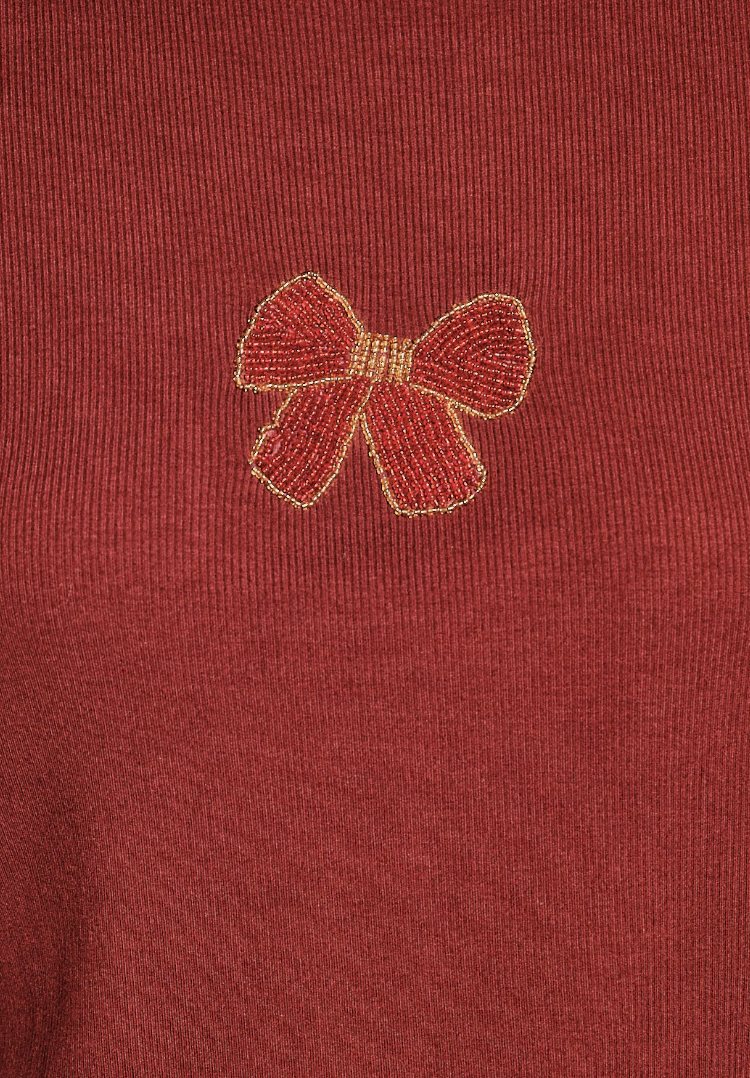 Holiday Bow Top in Wine