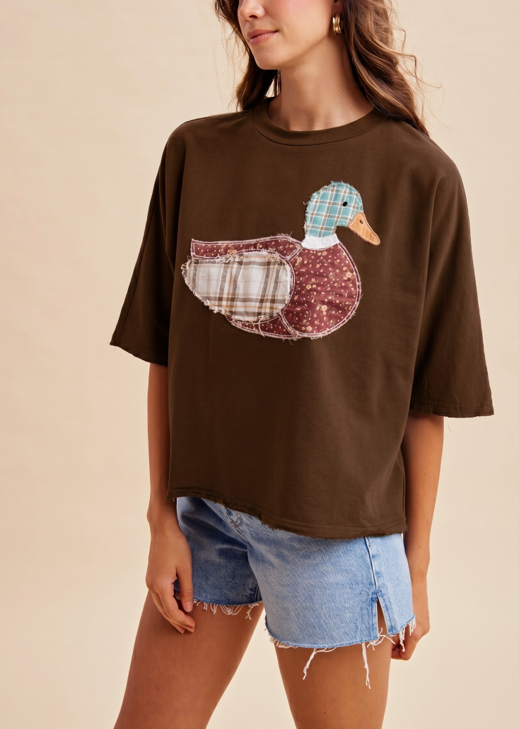 Patchwork Mallard Top in Chocolate