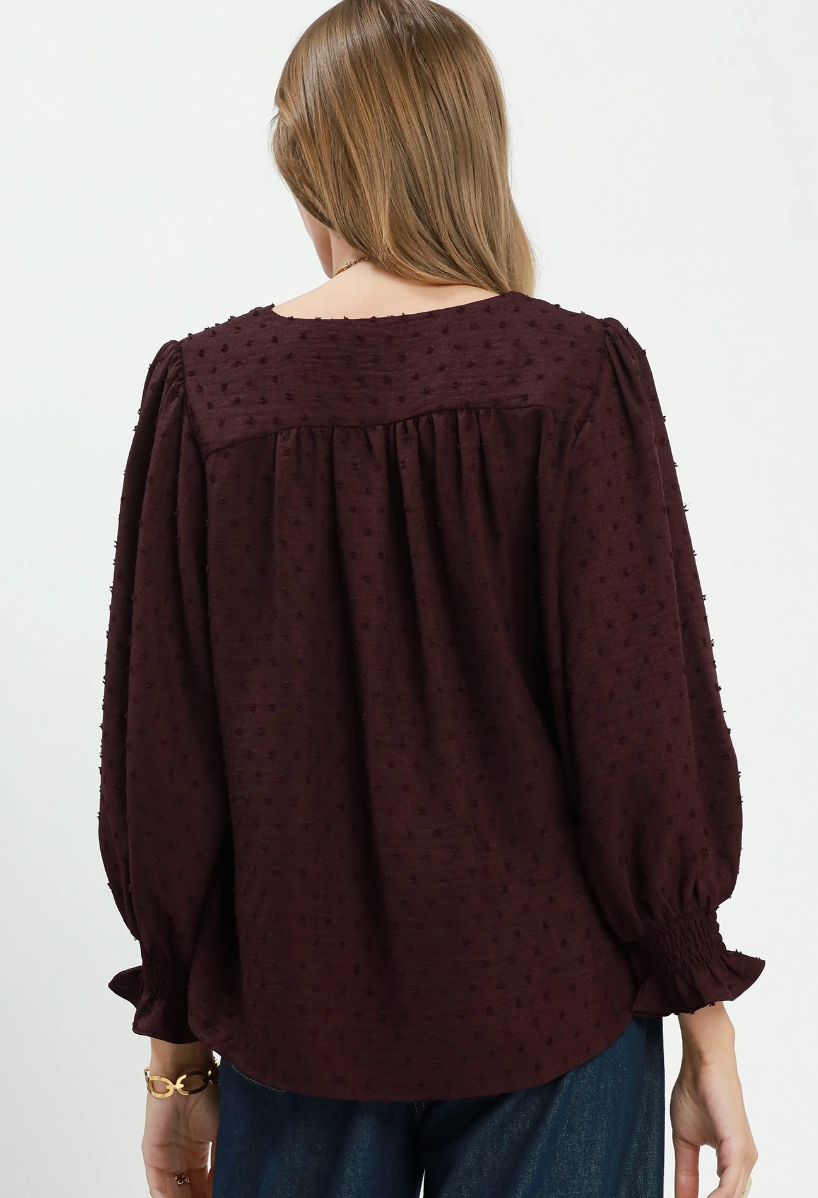 Timeless Elegance Swiss Dot Top in Maroon