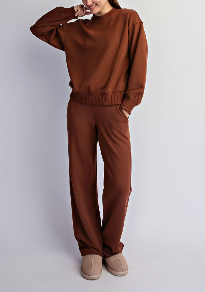 Comfort Edge Pullover Top in Brown