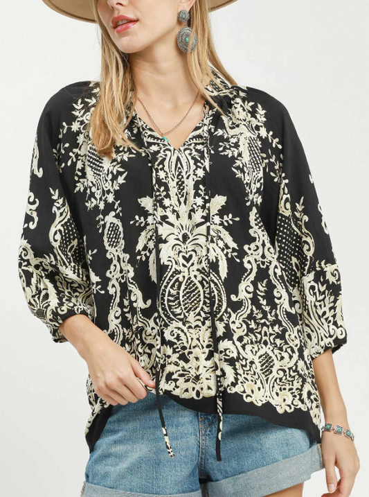 Bold Boho Blouse in Black
