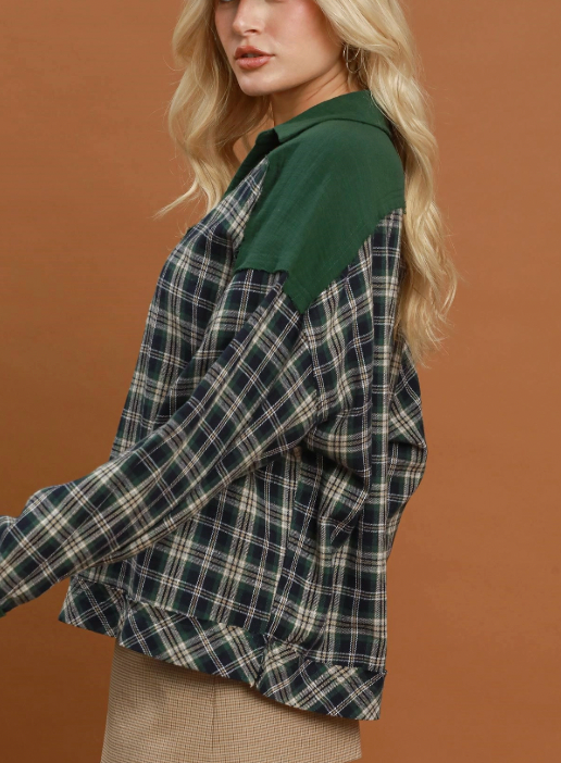 Willow Creek Plaid Top in Hunter Green