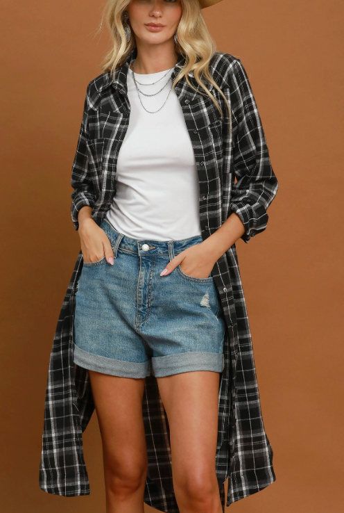 Midnight Montana Shirt Dress in Black Plaid