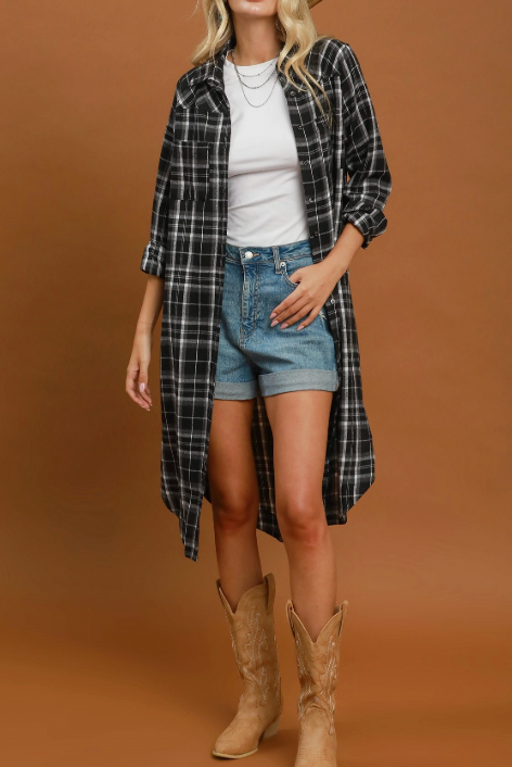 Midnight Montana Shirt Dress in Black Plaid