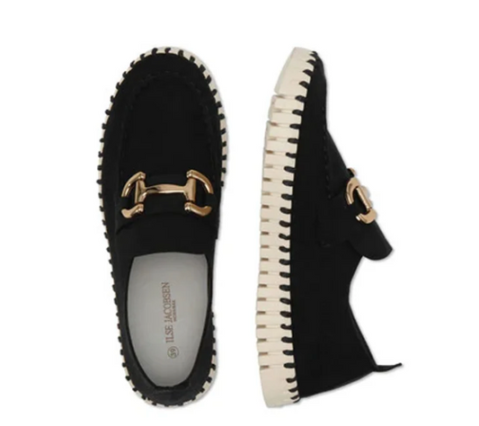 Ilse Jacobsen Black/Gold Buckle Tulip Sneaker