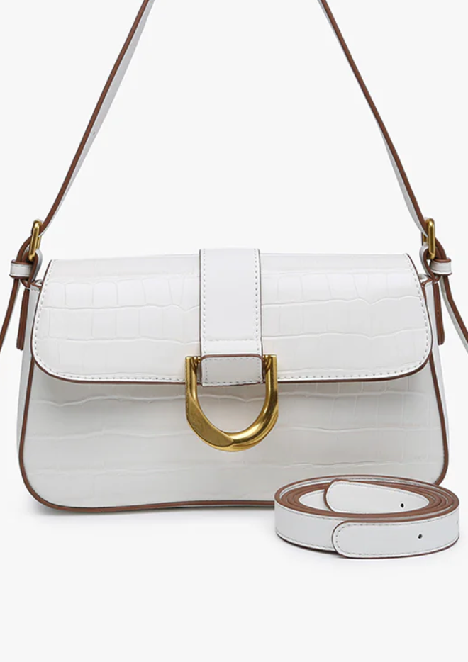 Lima Croc Embossed White Purse