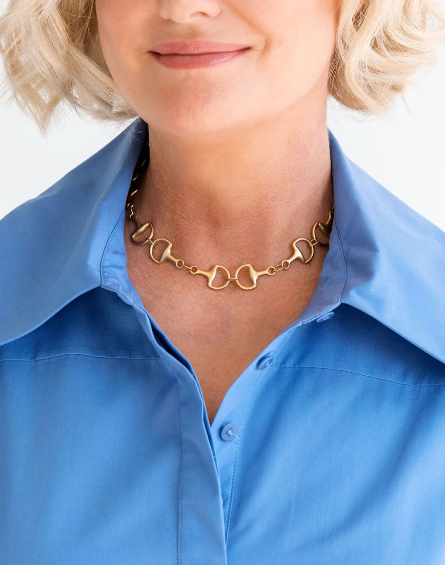 Susan Shaw Gold Equestrian Link Necklace