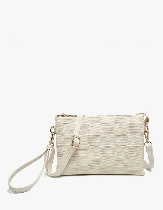 Izzy Checker Crossbody in Off-White