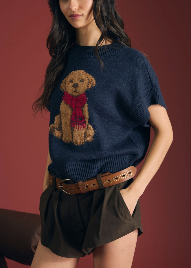 Winter Puppy Sweater in Navy