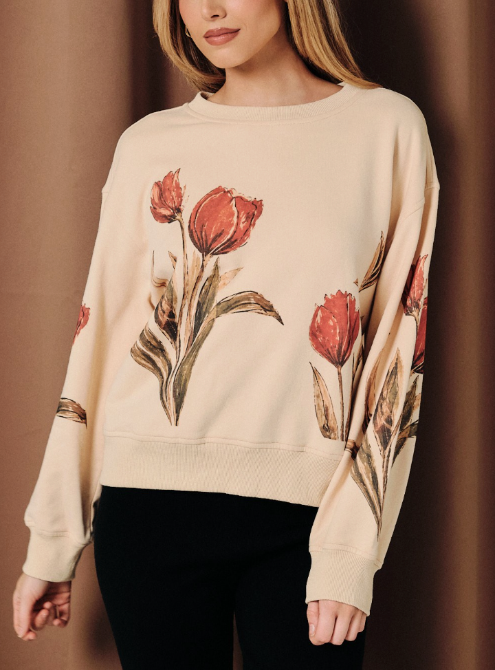 Painted Tulips Pullover Sweatshirt