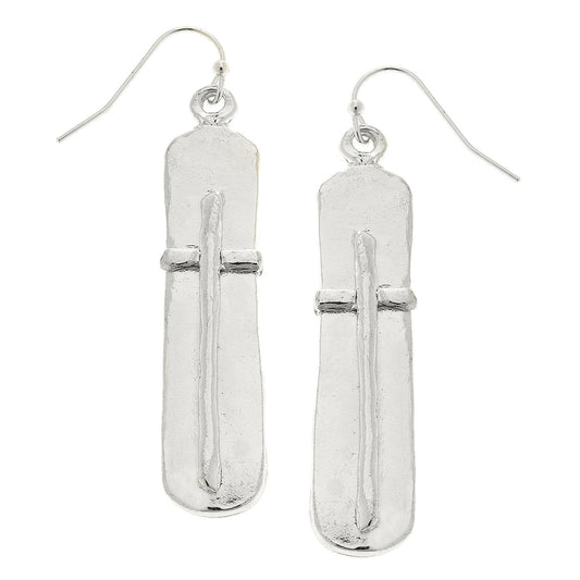 Susan Shaw Silver Bar with Cross Earrings