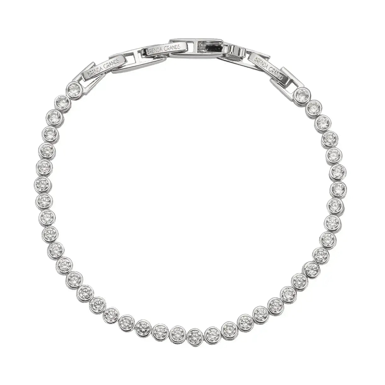 Brenda Grands 18K Gold Round Brilliant Tennis Bracelet in Silver