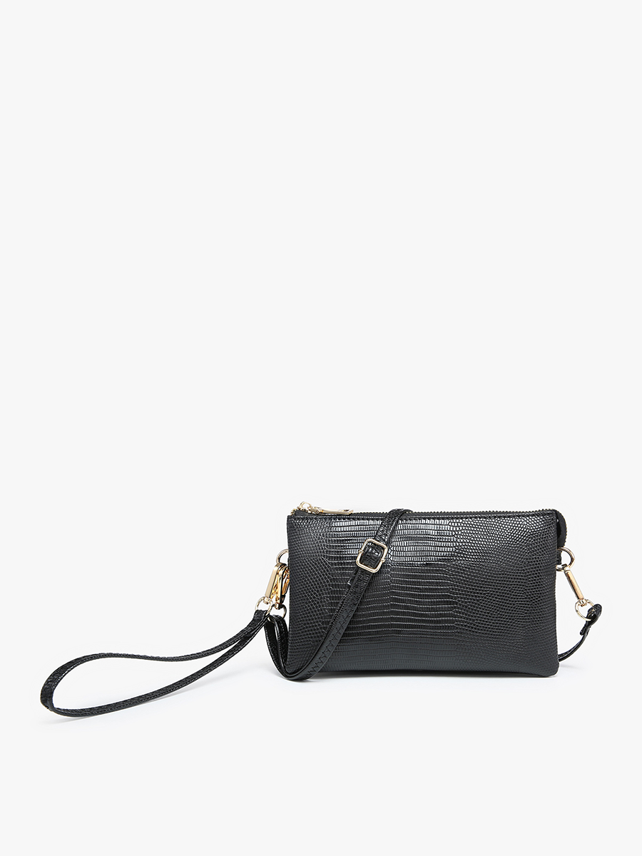 Riley Lizard Crossbody in Black