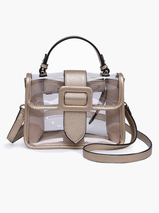 Toni Clear Crossbody Purse in Gold