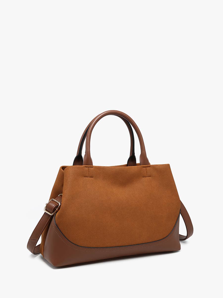 Ximena Suede Satchel Purse in Brown