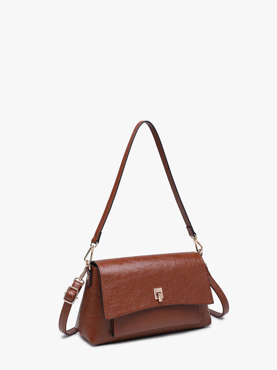 Bella Glossy Shoulder Bag in Black