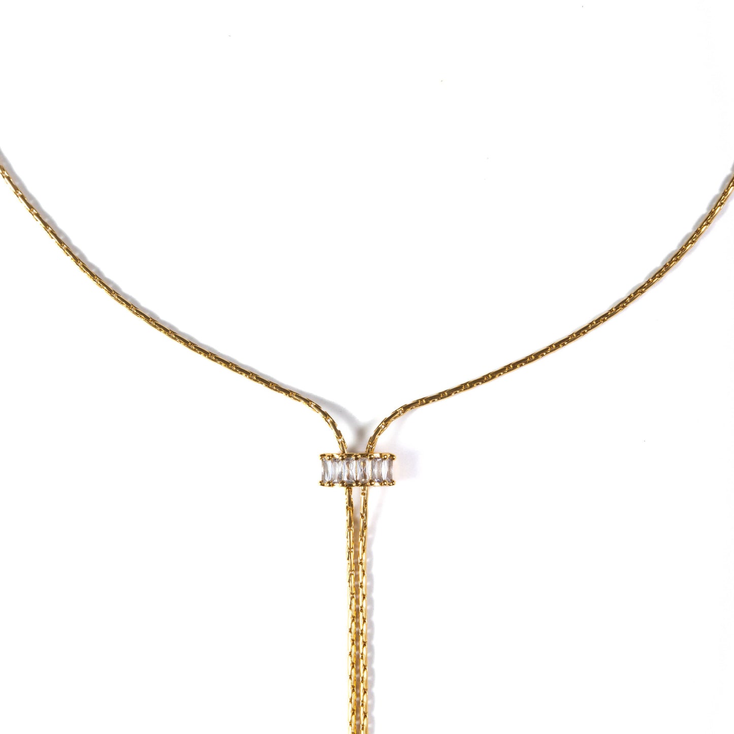 Brenda Grands Gold Baguette Lariat Necklace