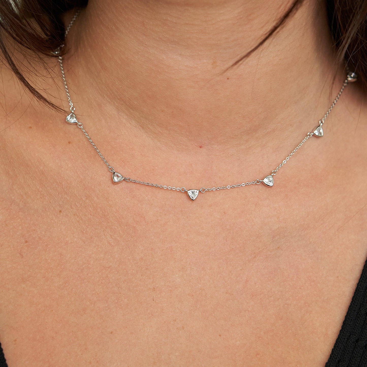 Brenda Grands Demi-Fine Silver CZ Drop Necklace