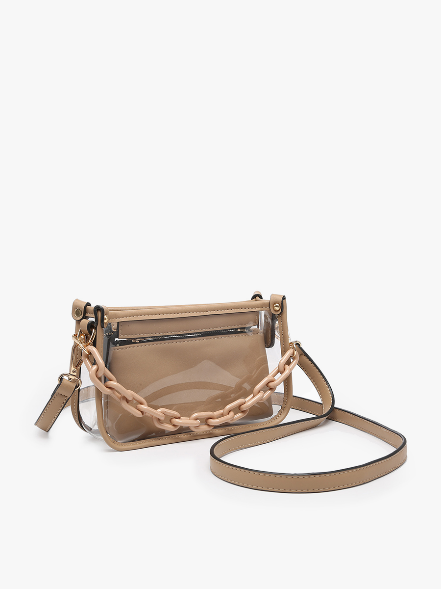 Jessica Stadium Clear Crossbody Purse in Black