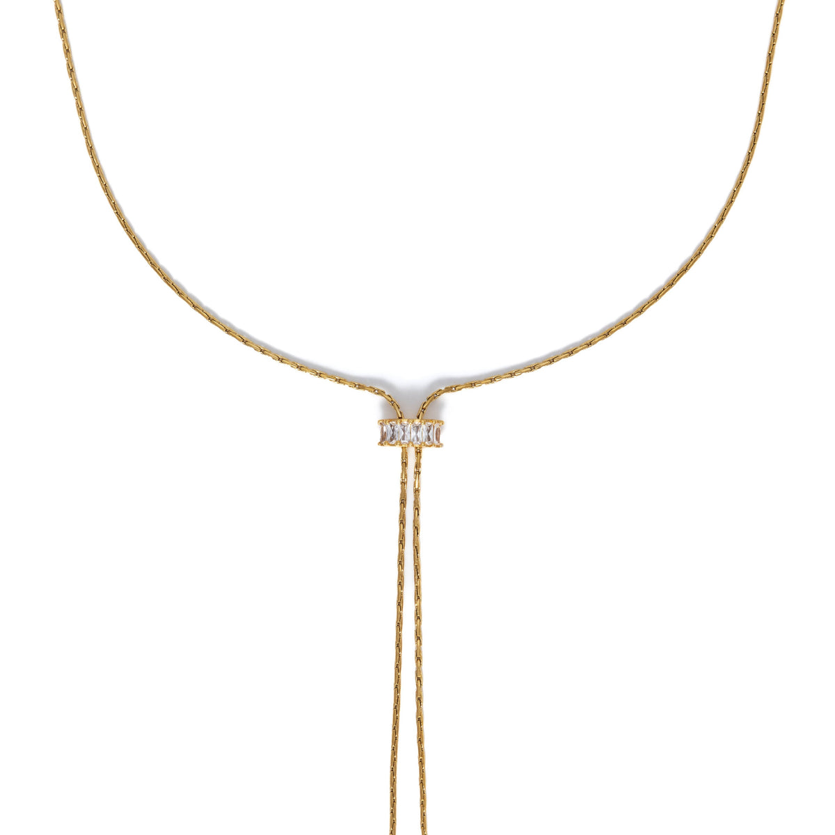 Brenda Grands Gold Baguette Lariat Necklace