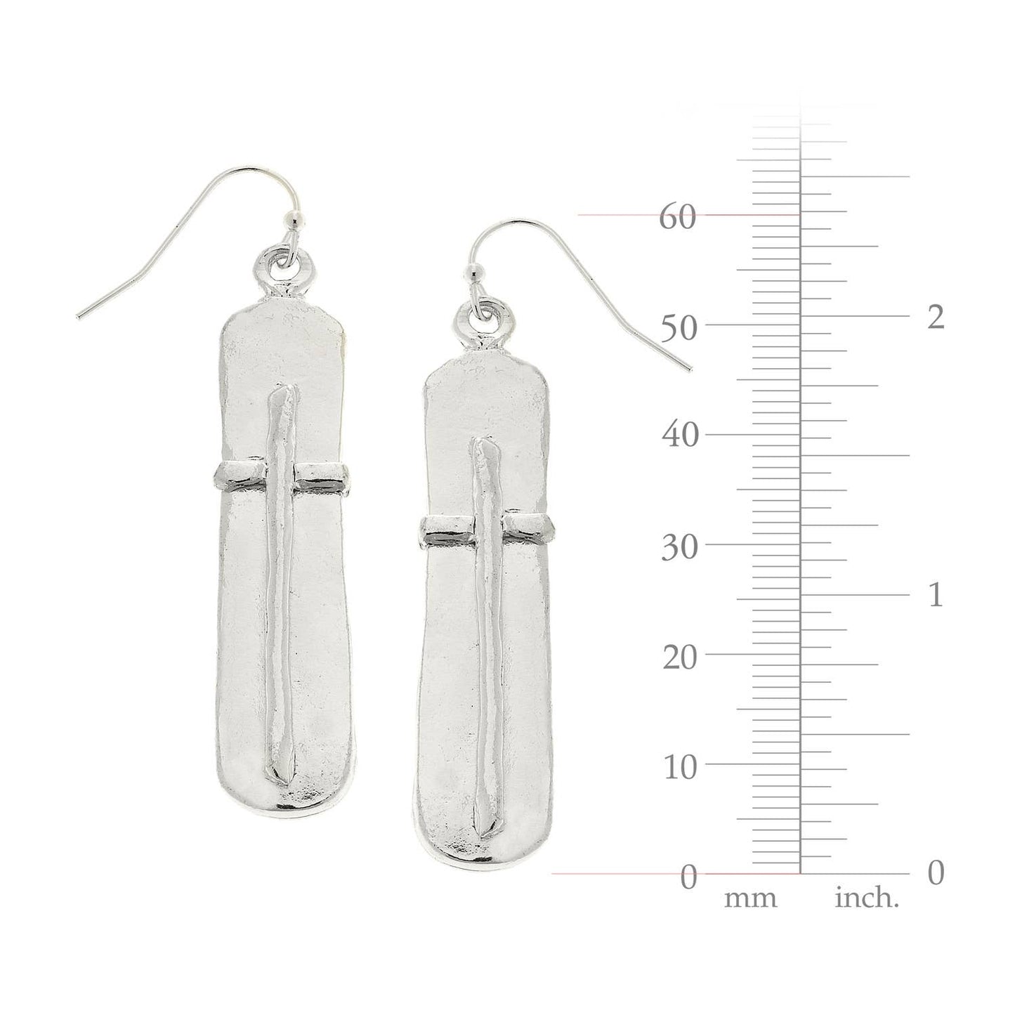 Susan Shaw Silver Bar with Cross Earrings