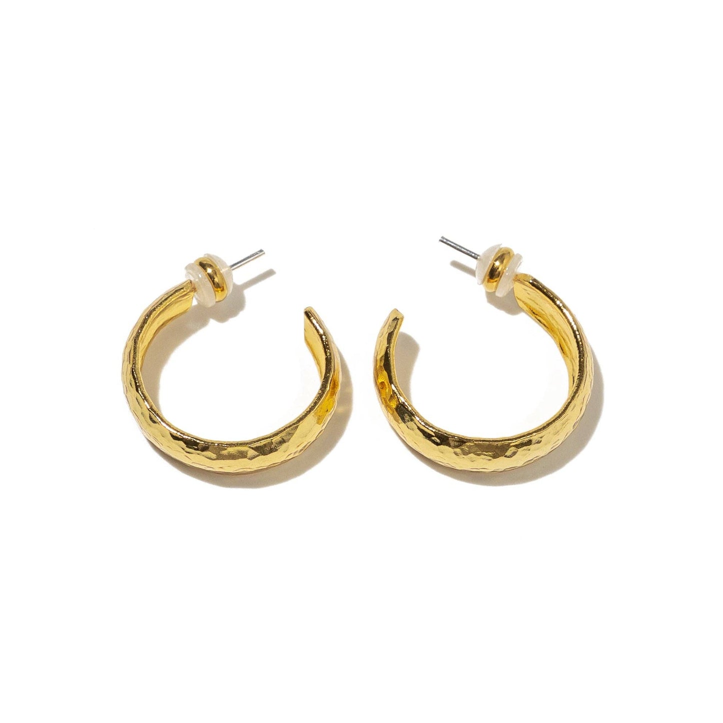 Brenda Grands Gold Hammered Thick Hoops