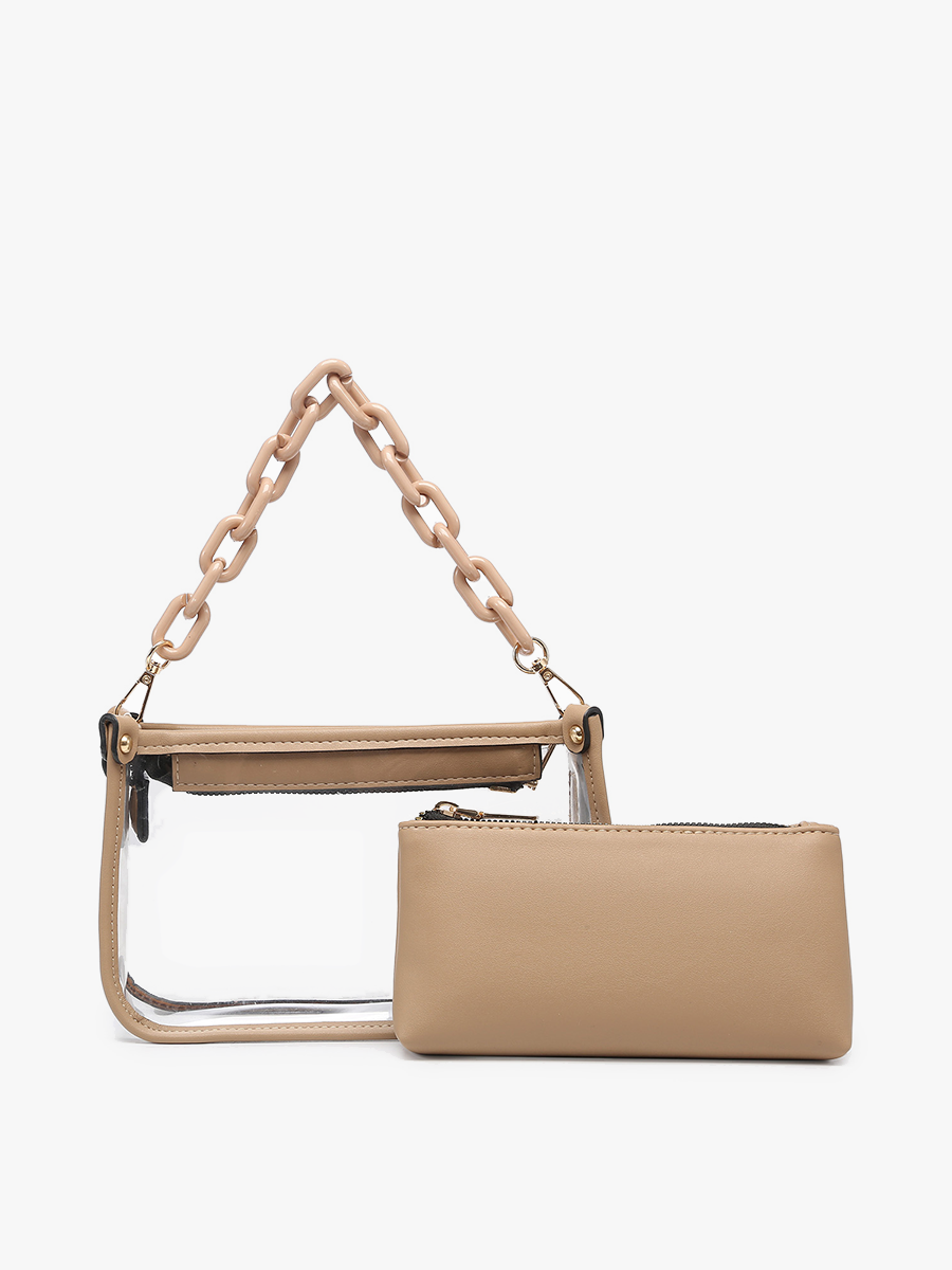 Jessica Stadium Clear Crossbody Purse in Lt. Grey