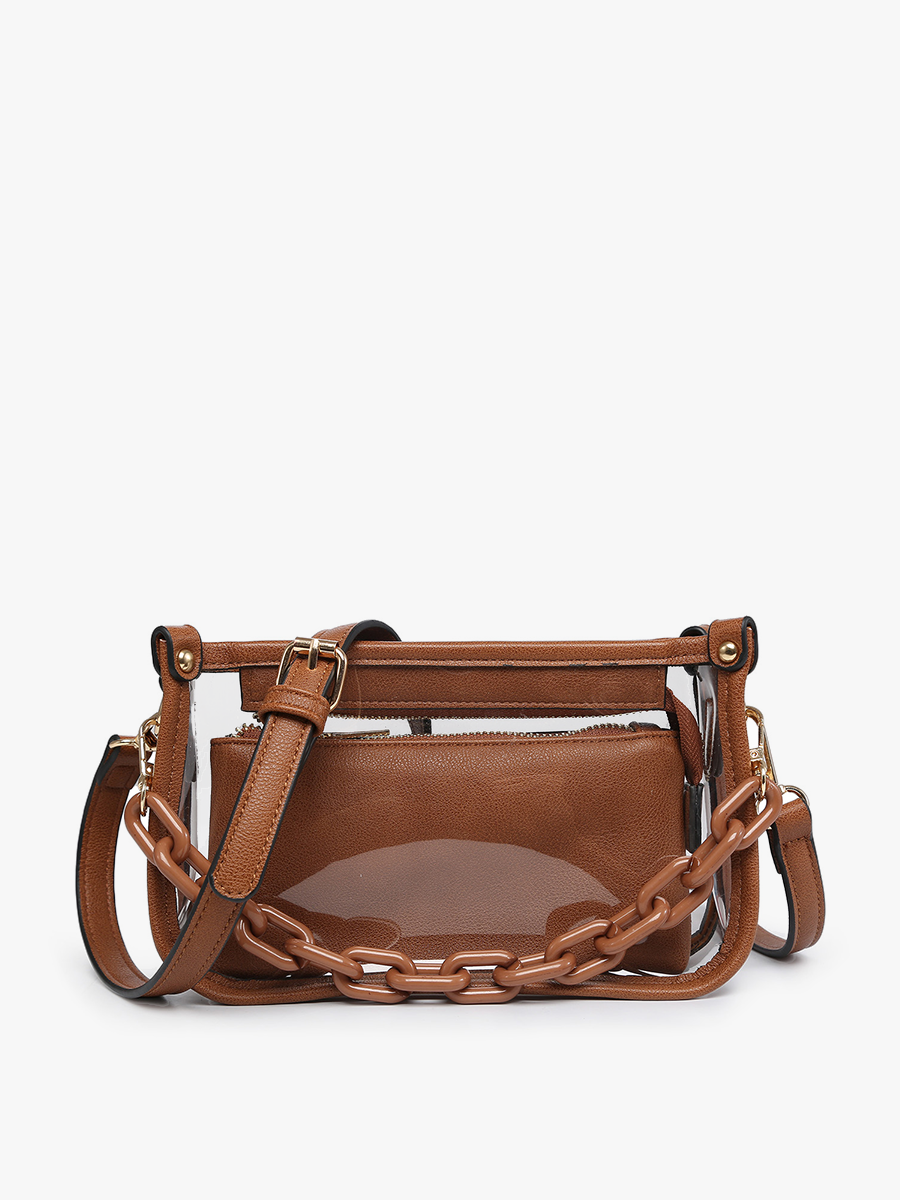 Jessica Stadium Clear Crossbody Purse in Brown
