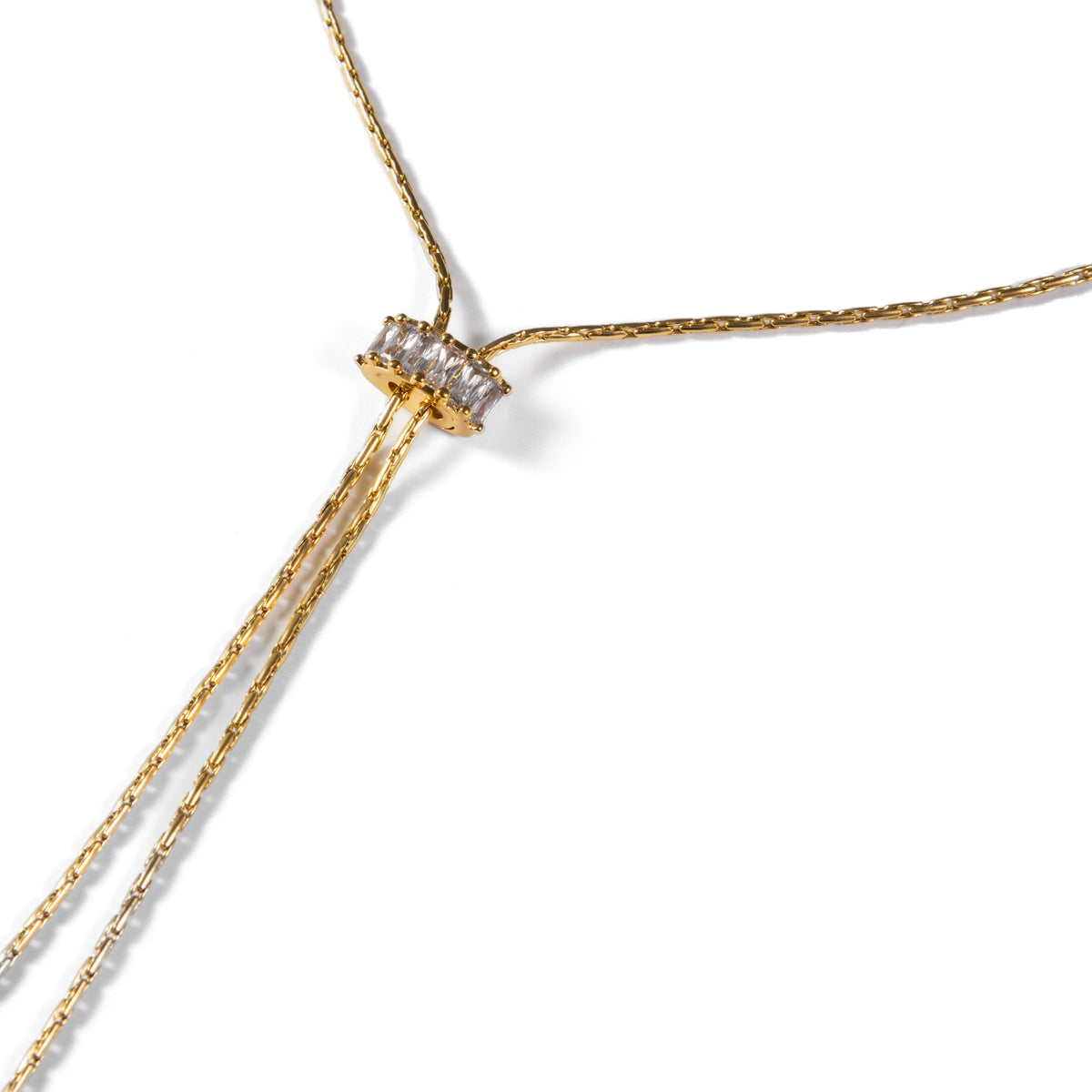 Brenda Grands Gold Baguette Lariat Necklace